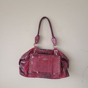 Sharif red Fabric/leather shoulder bag sz.14×9×4(G)